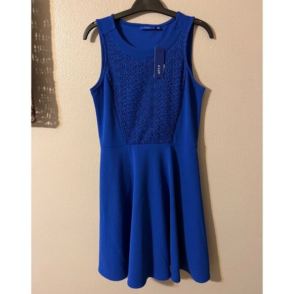 Apt 9 Dress Royal Blue S Small Sleeveless A Line Stretch Washable NWT New - Picture 5 of 5